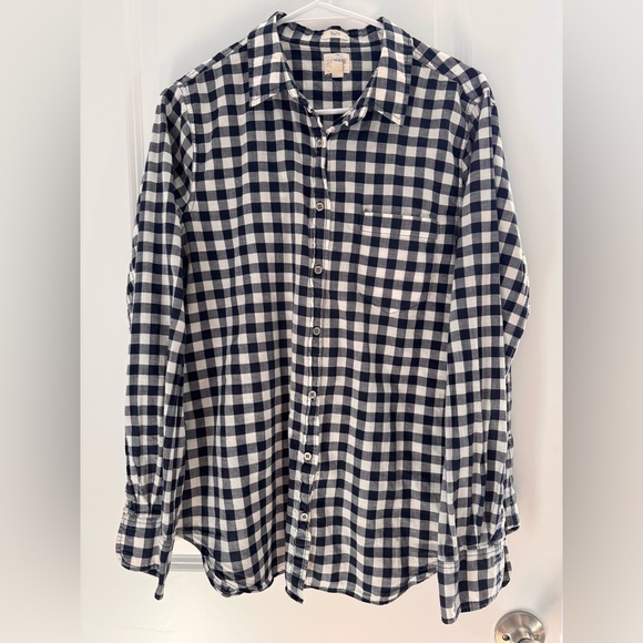 J. Crew Tops - J Crew |  navy plaid button done